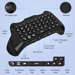Keyboard for PS5 Controller with Green Backlight, Bluetooth Wireless